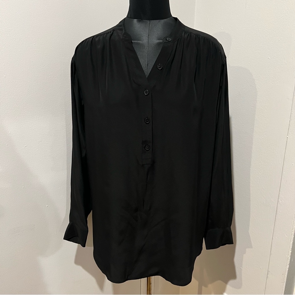 New Nwt J Brand Black Silk Blouse Top Jazlyn S Small Long Sleeve 278 V Neck